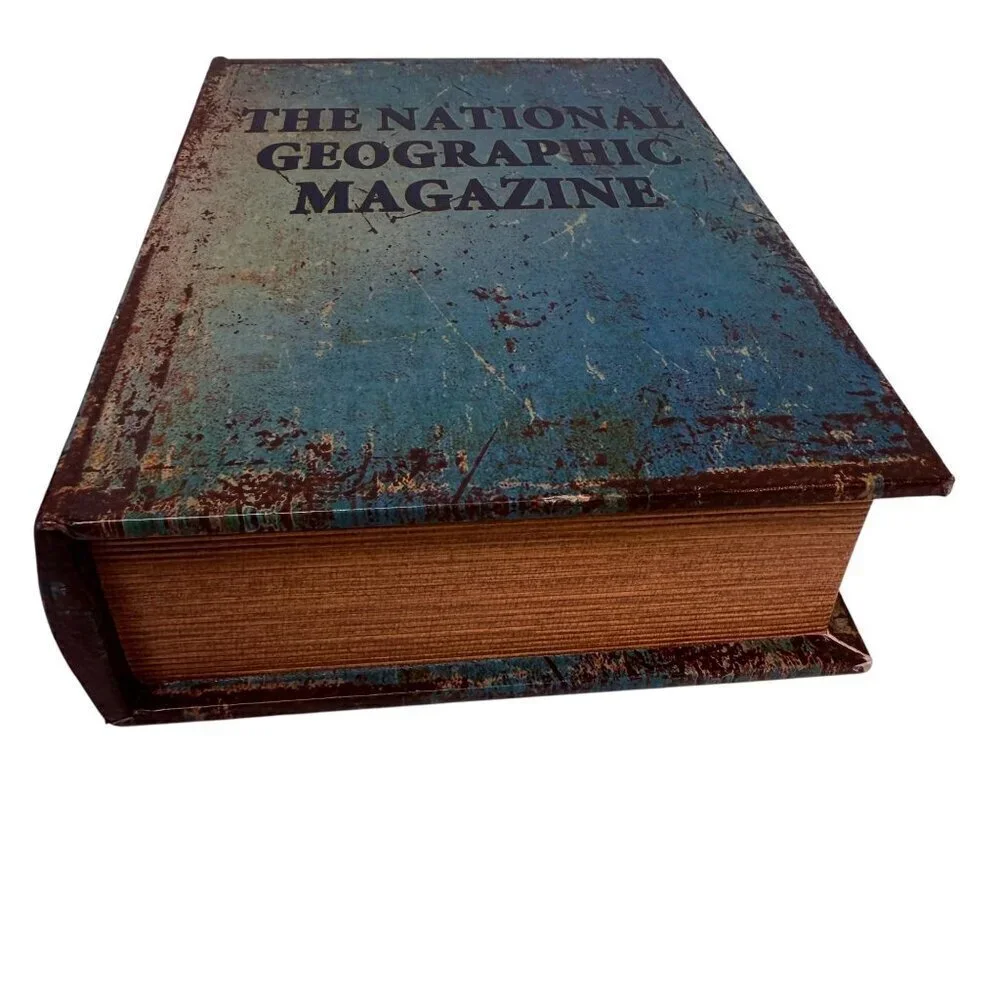 National Geographic Storage Book Boxes Set of Two Bookshelf Coffee Table Decor